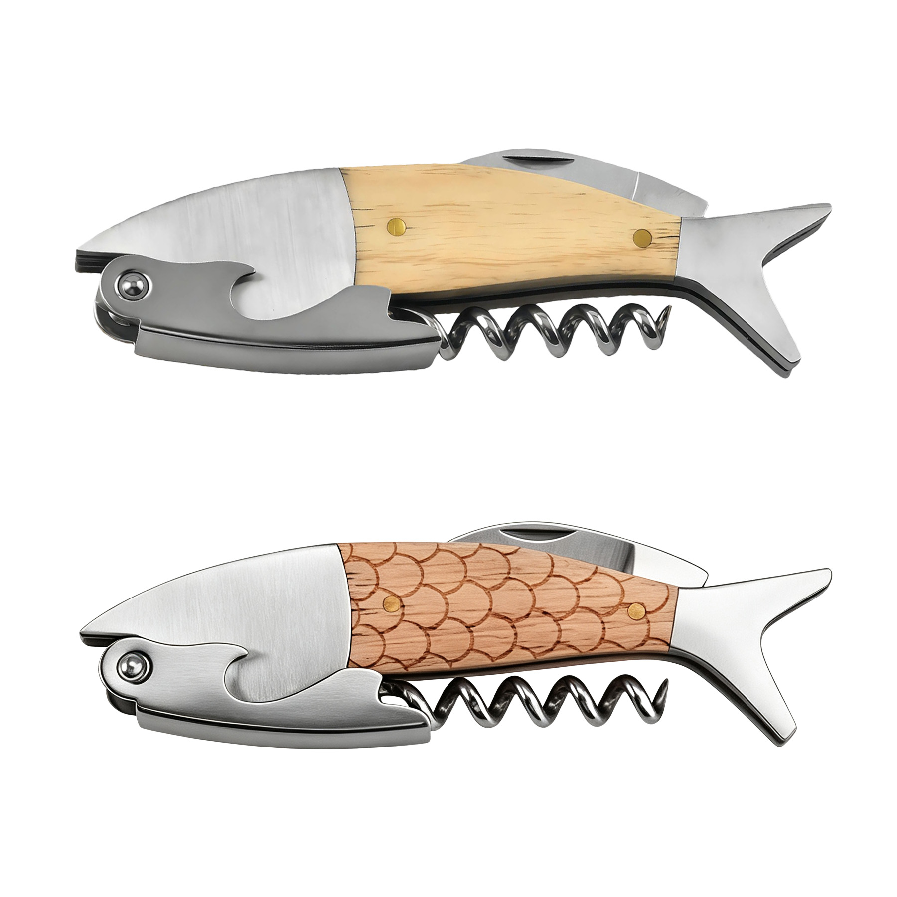 Portable Fish-Shaped 3-In-1 Wine Opener Folding Knife - Image 3