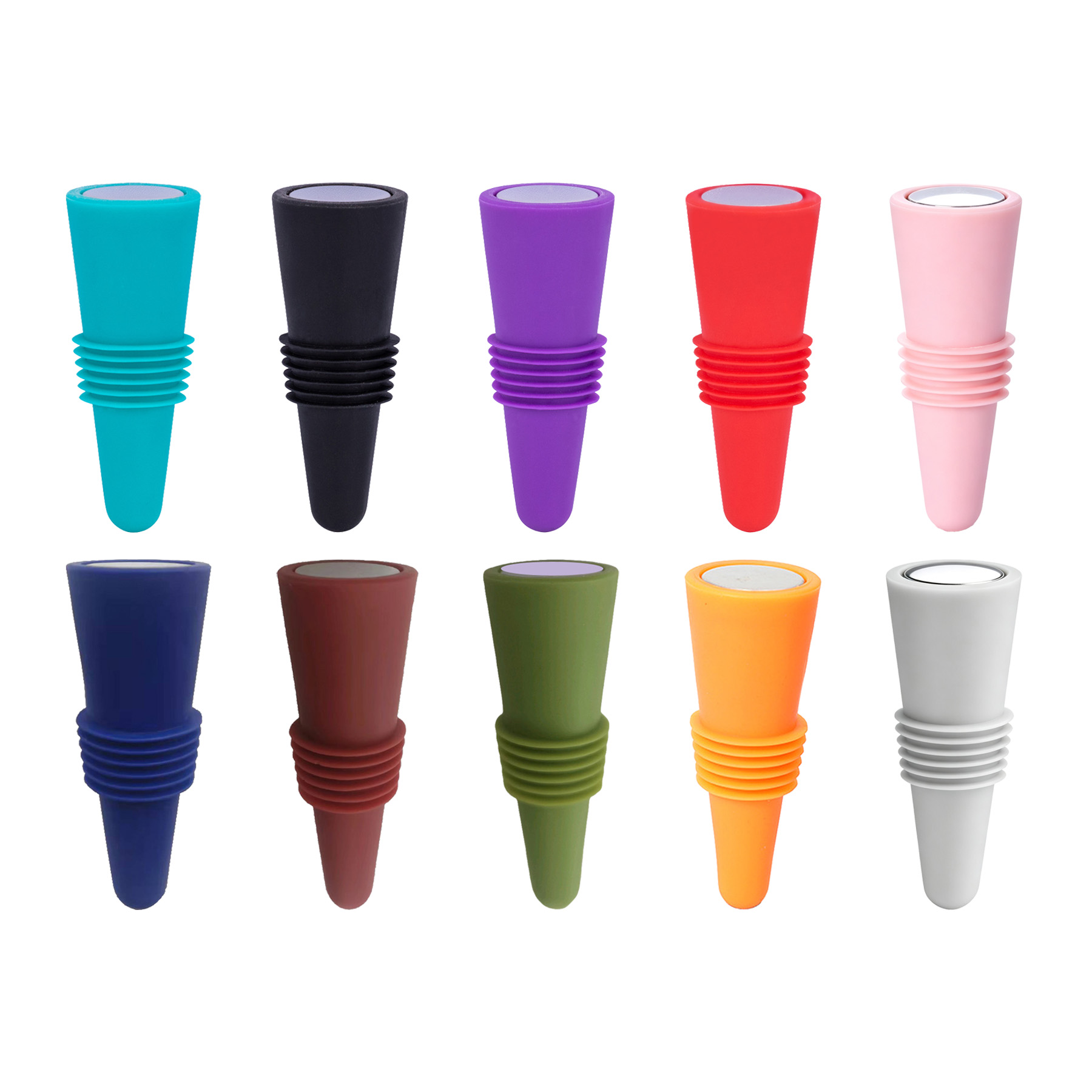 Silicone Wine Bottle Stopper With Stainless Steel Accent - Image 3