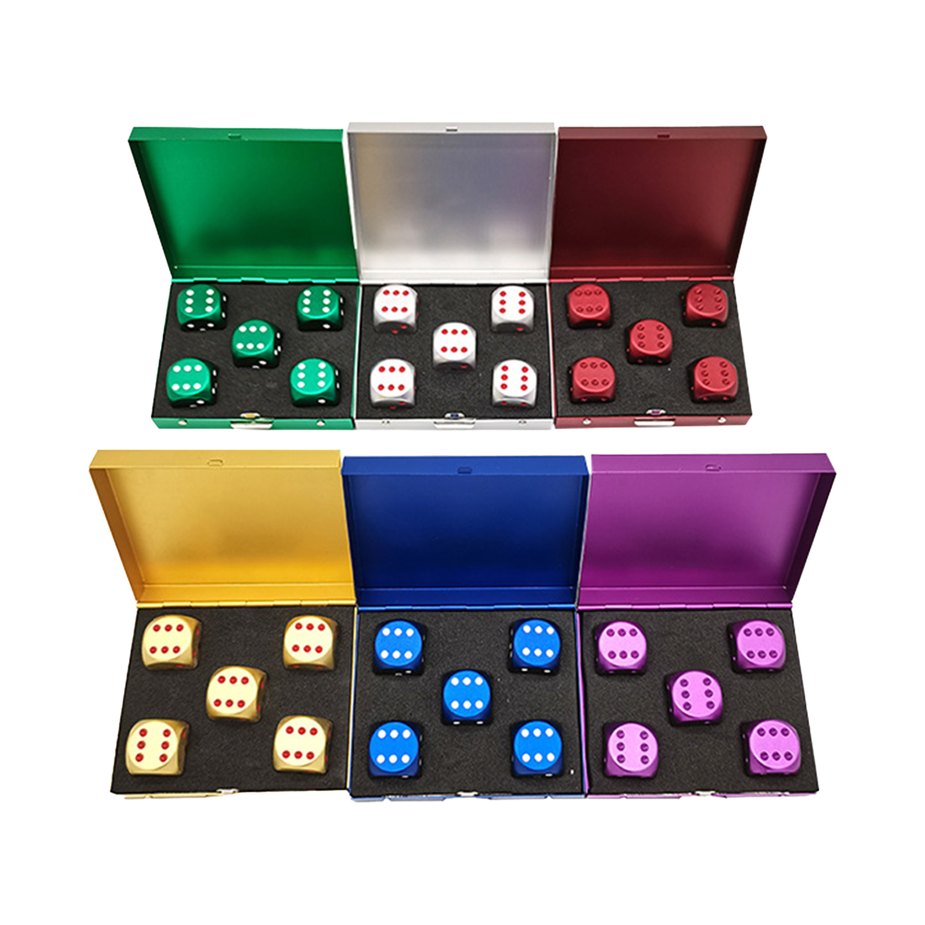 Polished Glossy Metal Aluminum Alloy Dice Set - Image 3